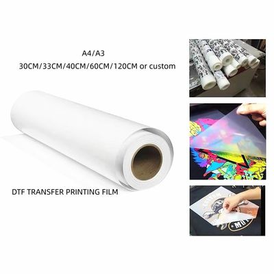 DTF Transfer Film Rulo 60cm*100m Çift Yüzlü Mat Açık PreTreat PET Isı Transfer Kağıdı Soğuk ve Sıcak Peeling
