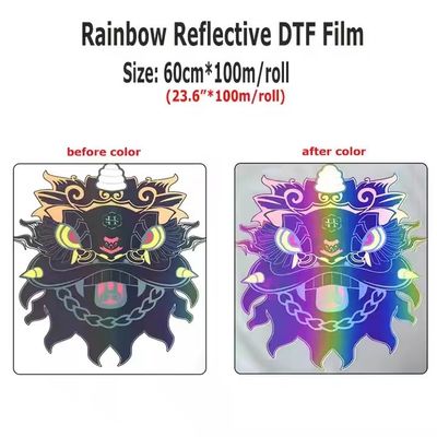 Masaüstü DTF baskı malzemeleri için renkli gökkuşağı yansıtıcı DTF filmi