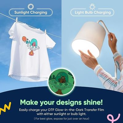 PET Glow In The Dark Heat Transfer Baskı Filmi Giysi için Dijital Sıcak Baskı