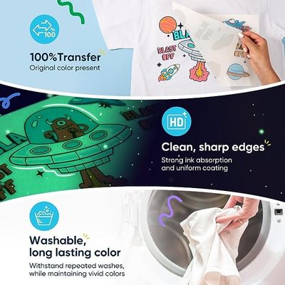 PET Glow In The Dark Heat Transfer Baskı Filmi Giysi için Dijital Sıcak Baskı