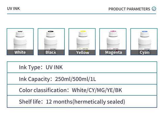 CMYKW + Vanish 500ml LED Dijital UV Düzeltme Baskı Mürekkebi Keskin Çözünürlük Baskı için