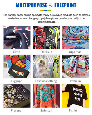 56 Inch*100m Stretch Sublimation Paper Roll Beyaz 42gsm Profesyonel Kumaş Baskı için